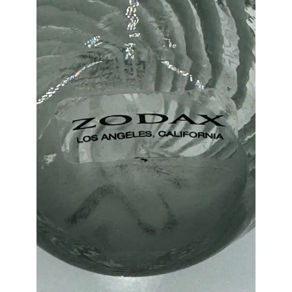 Zodiac Chantilly Gray/Green Swirls Hand Blown Glass Vase 6”